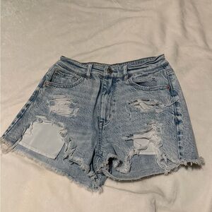 American Eagle Outfitters Ripped Light Blue Jean Shorts